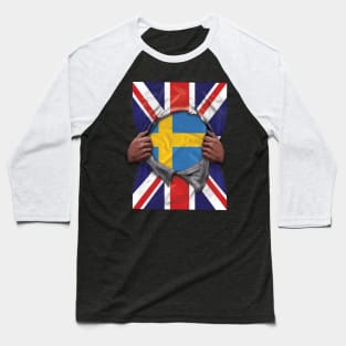 Sweden Flag Great Britain Flag Ripped - Gift for Swede From Sweden Baseball T-Shirt